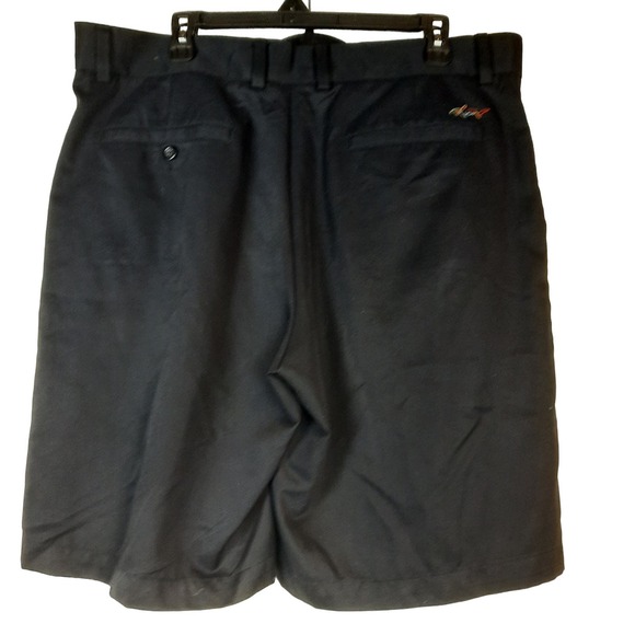 GREG NORMAN TASSO ELBA MENS GOLF CHINO SHORTS 36 BLACK FLAT FRONT POCKETS - Picture 2 of 5